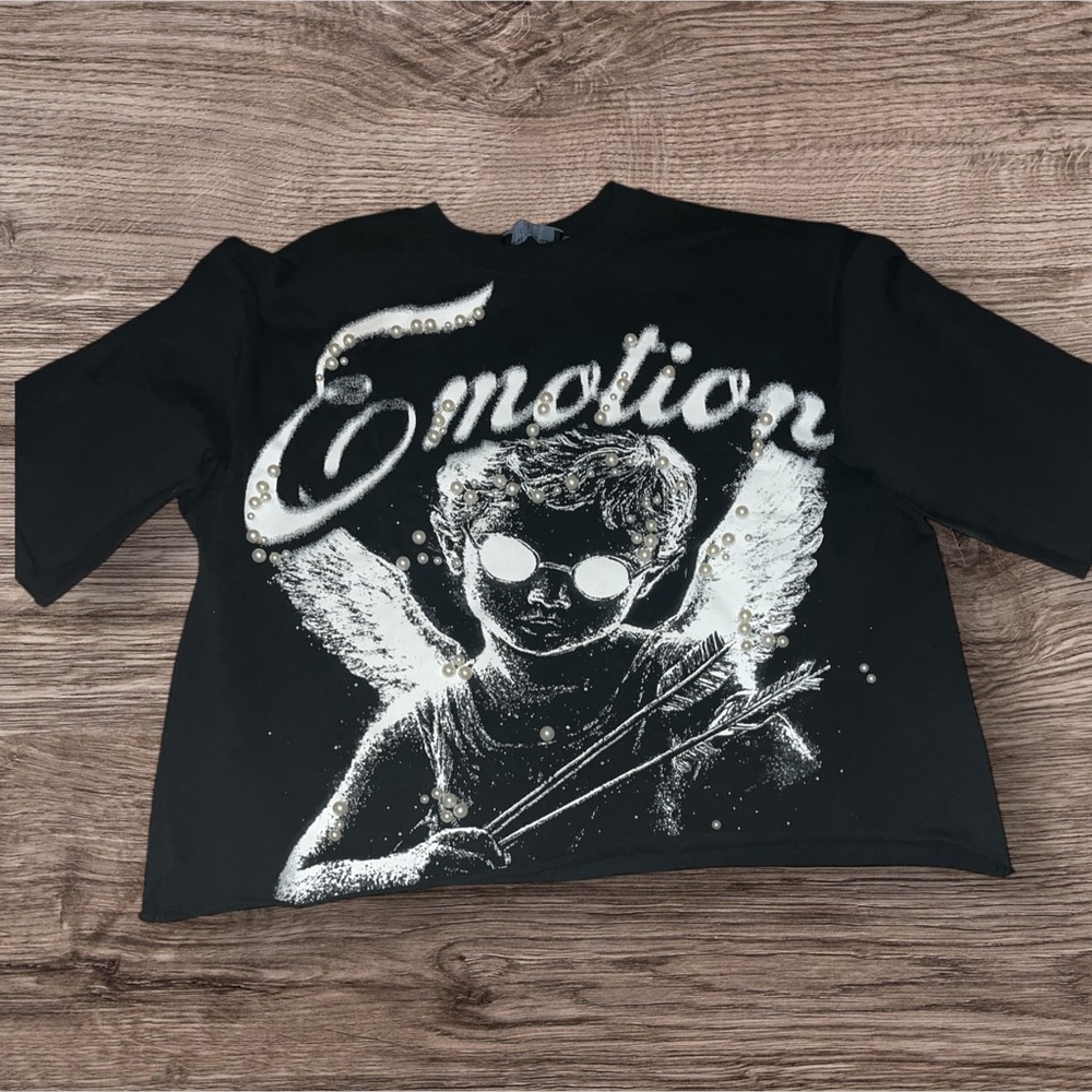 Black “Pearl” Oversized Tee